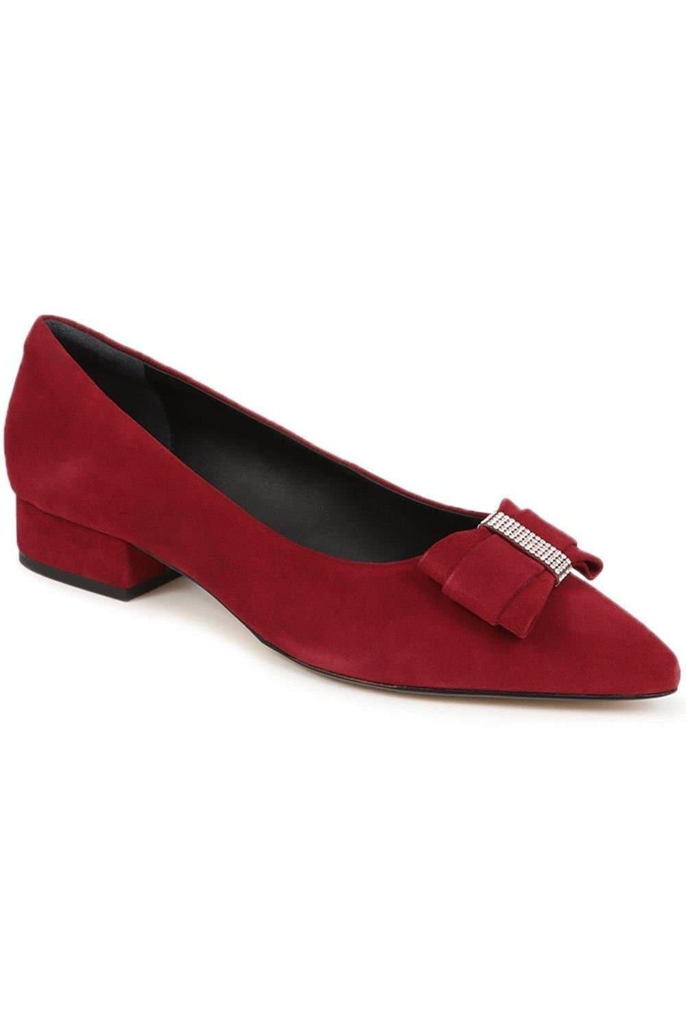 Jones Bootmaker Jones Bootmaker Women's Zanzibar Pointed-Toe Flats in Dark Red
