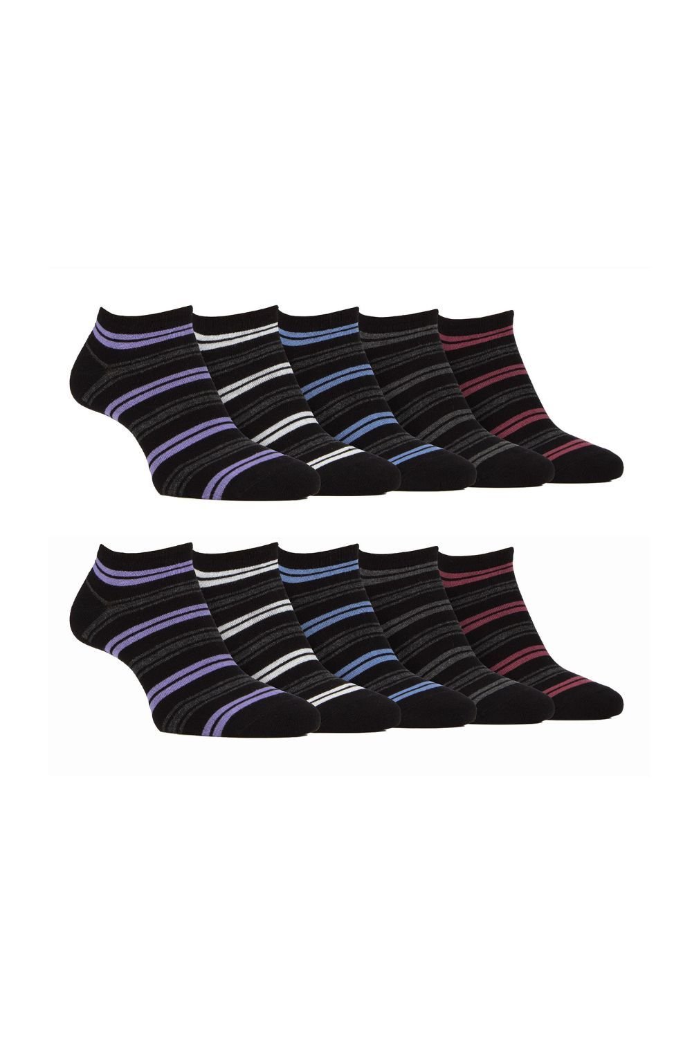 Farah FARAH Men's 10 Pack Breathable Bamboo Plain Trainer Socks in Black - 1