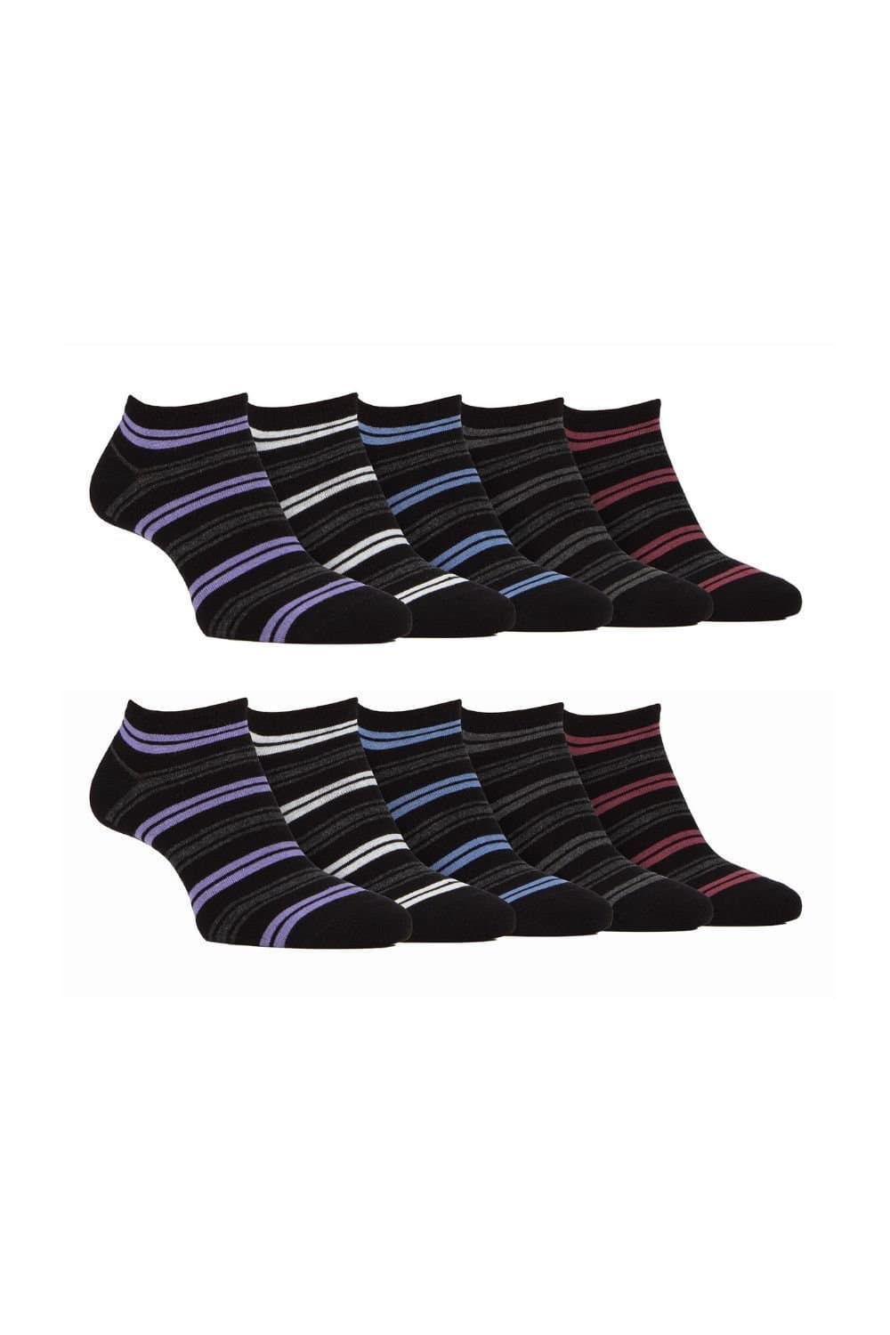 Farah FARAH Men's 10 Pack Breathable Bamboo Plain Trainer Socks in Black