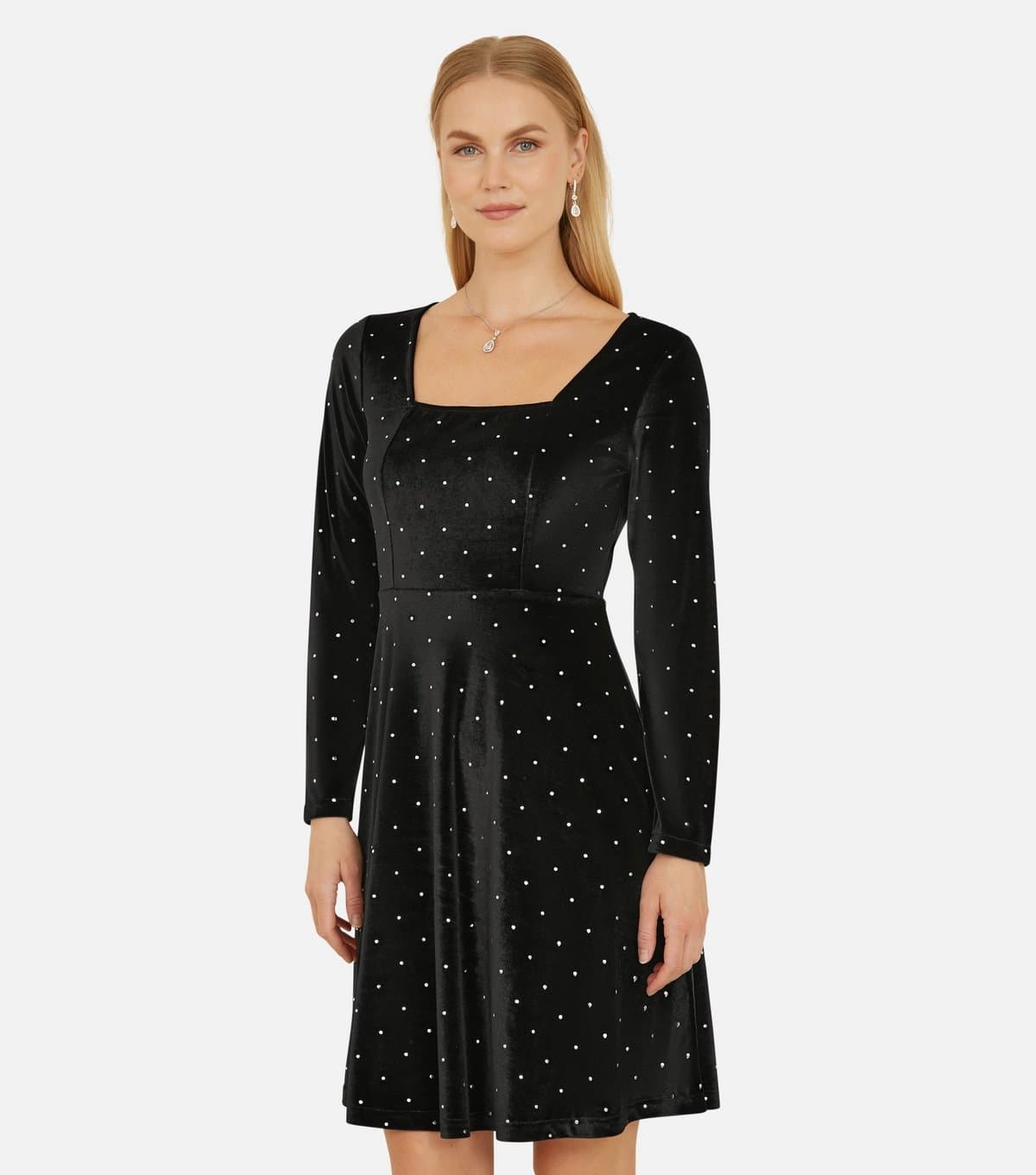 Yumi Women's Black Polka Dot A-line Mini Dress Yumi New Look