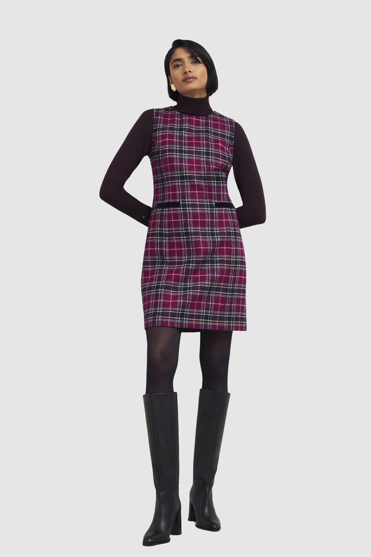 Hobbs London Hobbs London Women's Margot Checked Mini Dress in Fuchsia