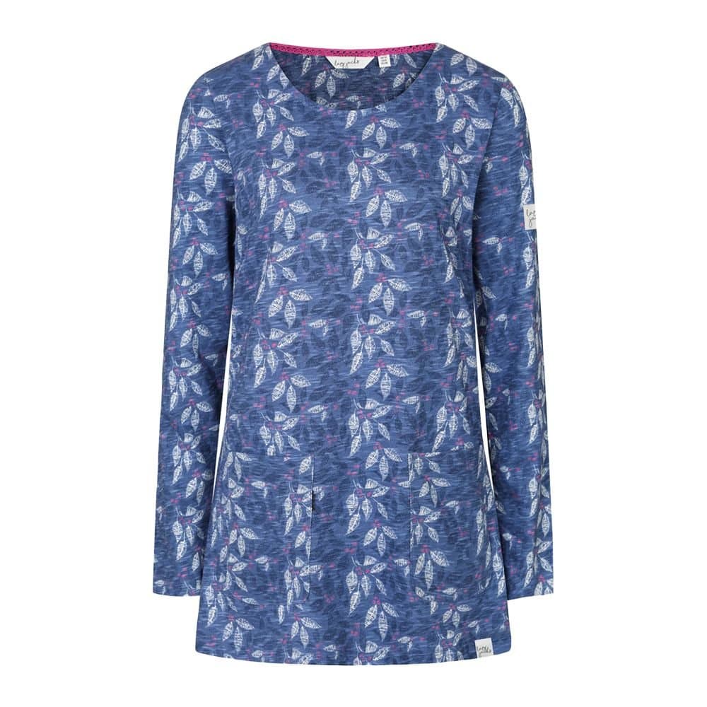 Lazy Jacks Lazy Jacks Women's Leaves Tunic Top in Dark Blue