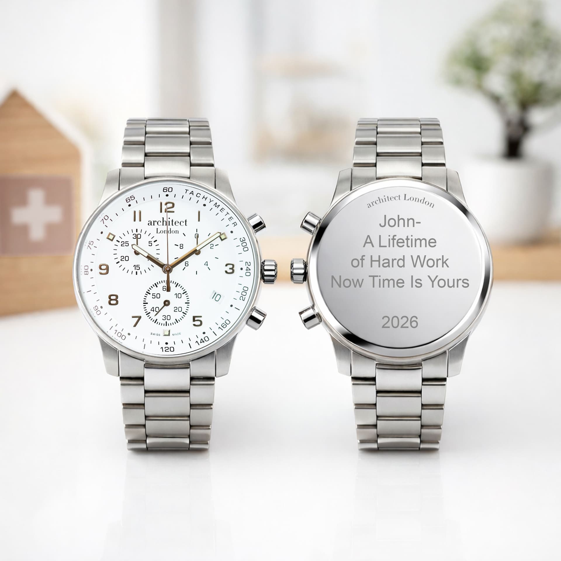 Wear We Met Wear We Met Men's Personalised Swiss Watch - White