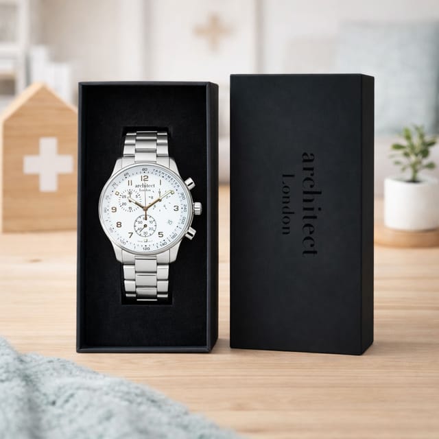 Wear We Met Wear We Met Men's Personalised Swiss Made Endeavour Watch - Engraved in White - 3