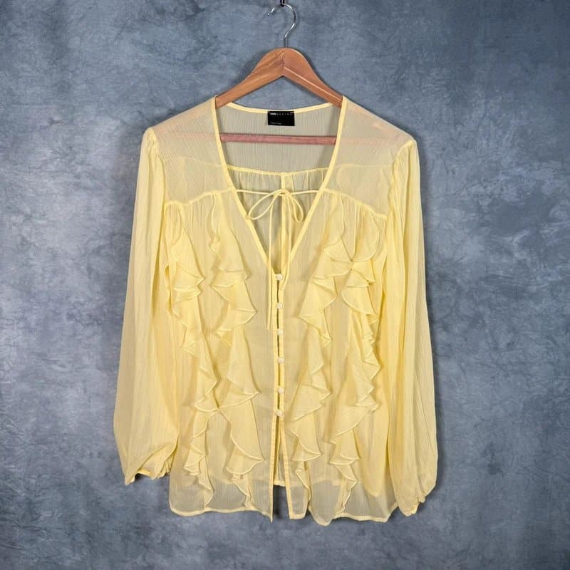 ASOS Design ASOS Design Women’s Buttermilk Chiffon Ruffle Blouse UK 10 Fits Medium Large New Oversized Boho