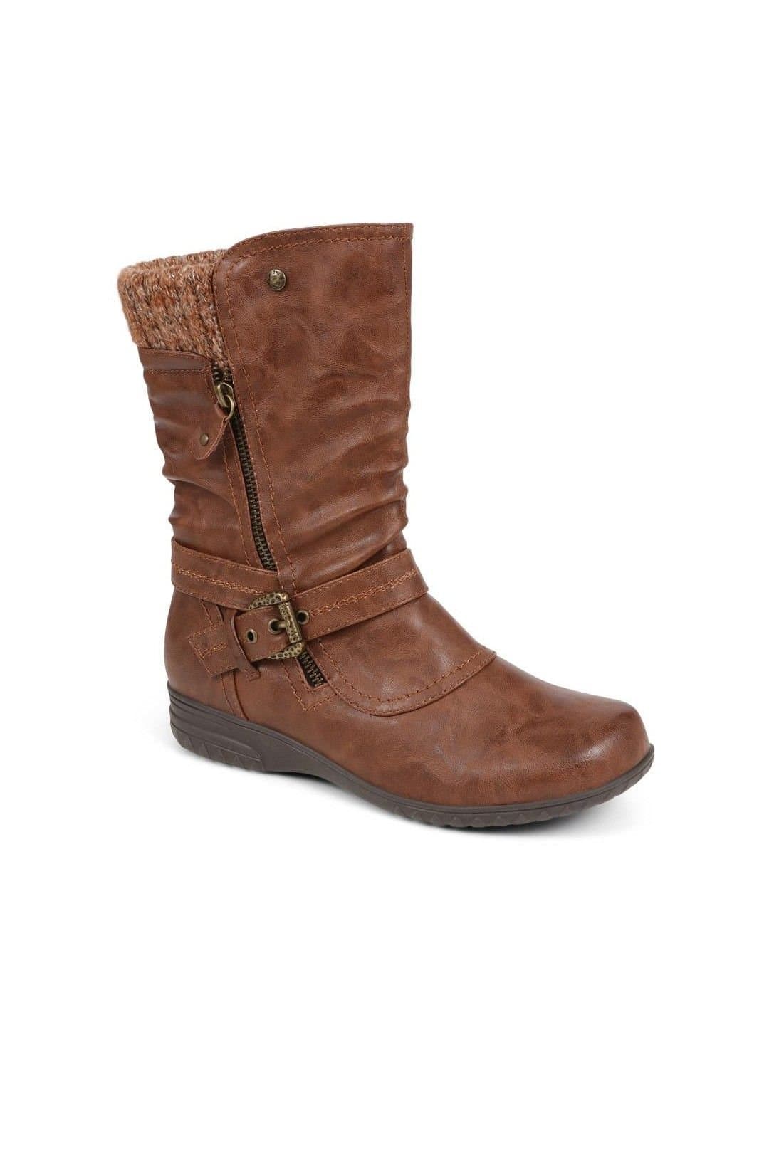 Pavers Pavers Women's Slouch Calf Boots in Tan