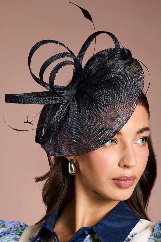 Coast Coast Women's Loop & Feather Detail Fascinator in Navy - 3