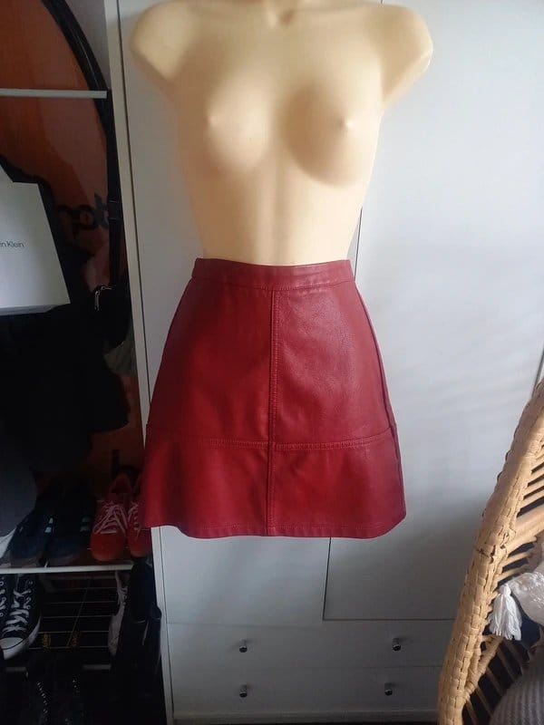 New Look Burgundy Faux Leather Mini Skirt
