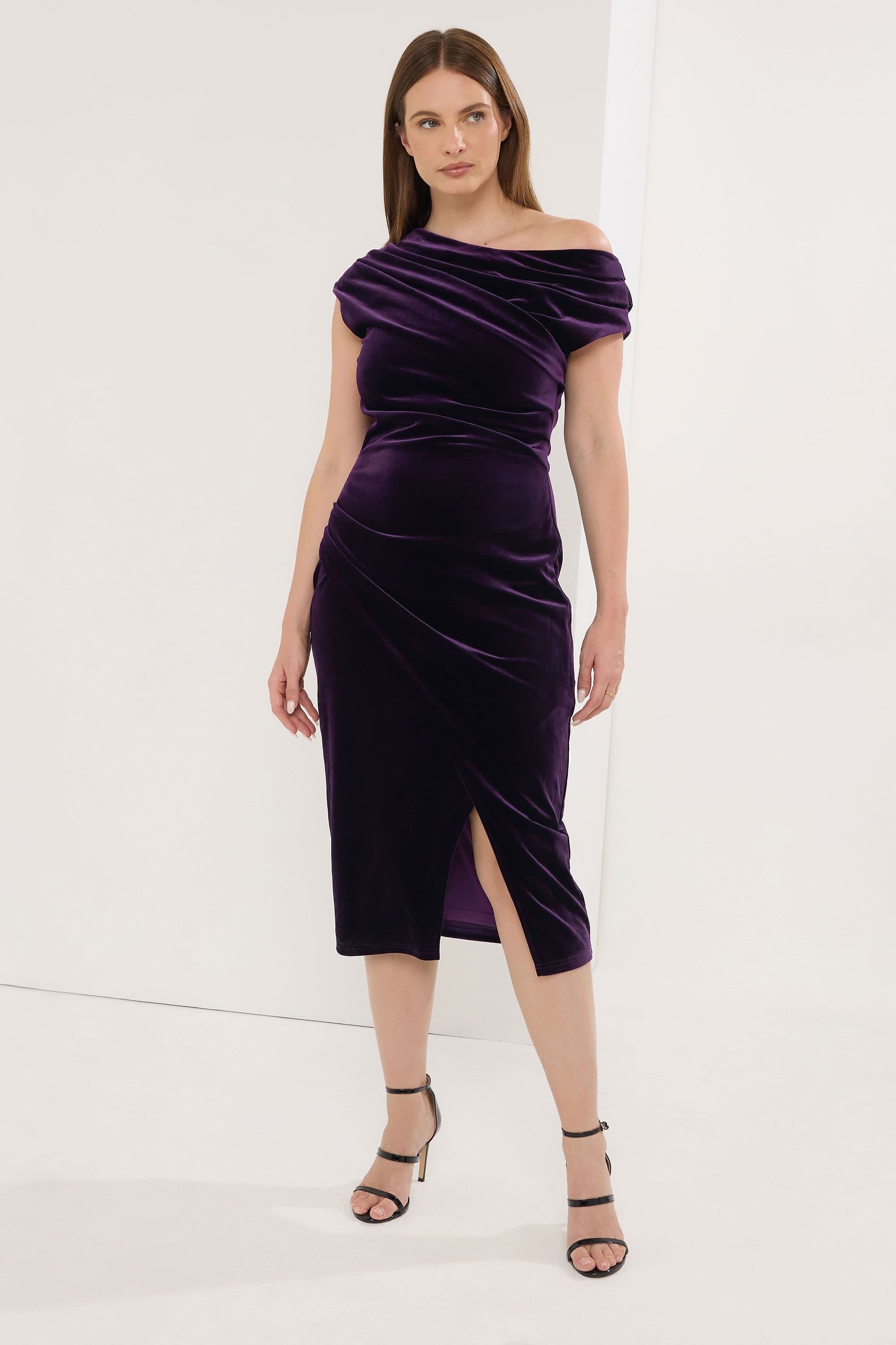 Star By Julien Macdonald Star by Julien Macdonald Women's Velvet Draped Dress in Purple