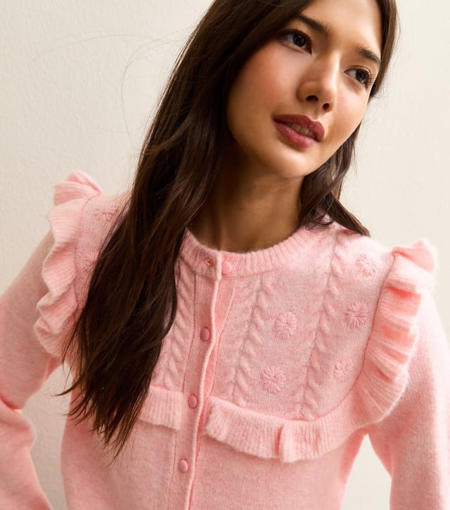New Look Women's Light Pink Floral Yoke Cardigan New Look - 2