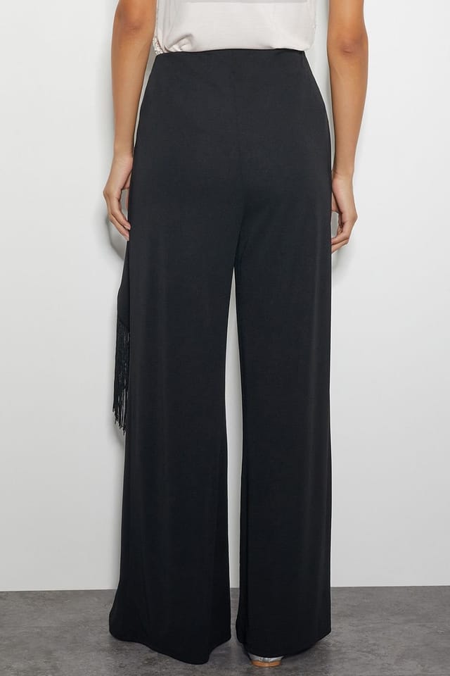 Monsoon Monsoon Women's Tanya Tassel Wide Leg Trousers Black - 3