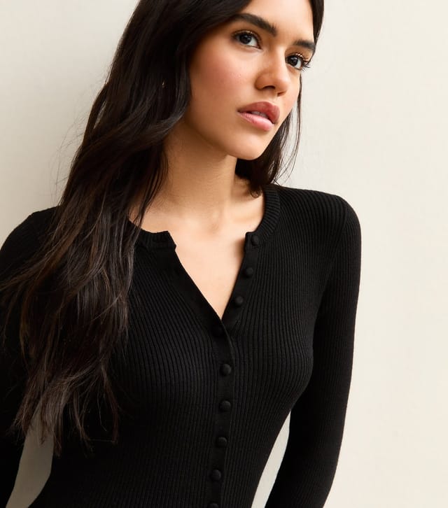 New Look Women's Black Ribbed Midi Dress New Look - 3