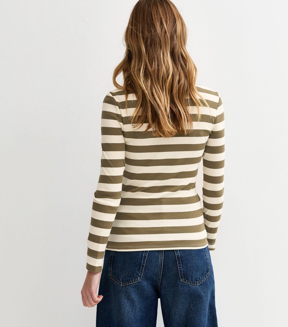 New Look Women's Green Ribbed Striped Long Sleeve Top New Look - 4