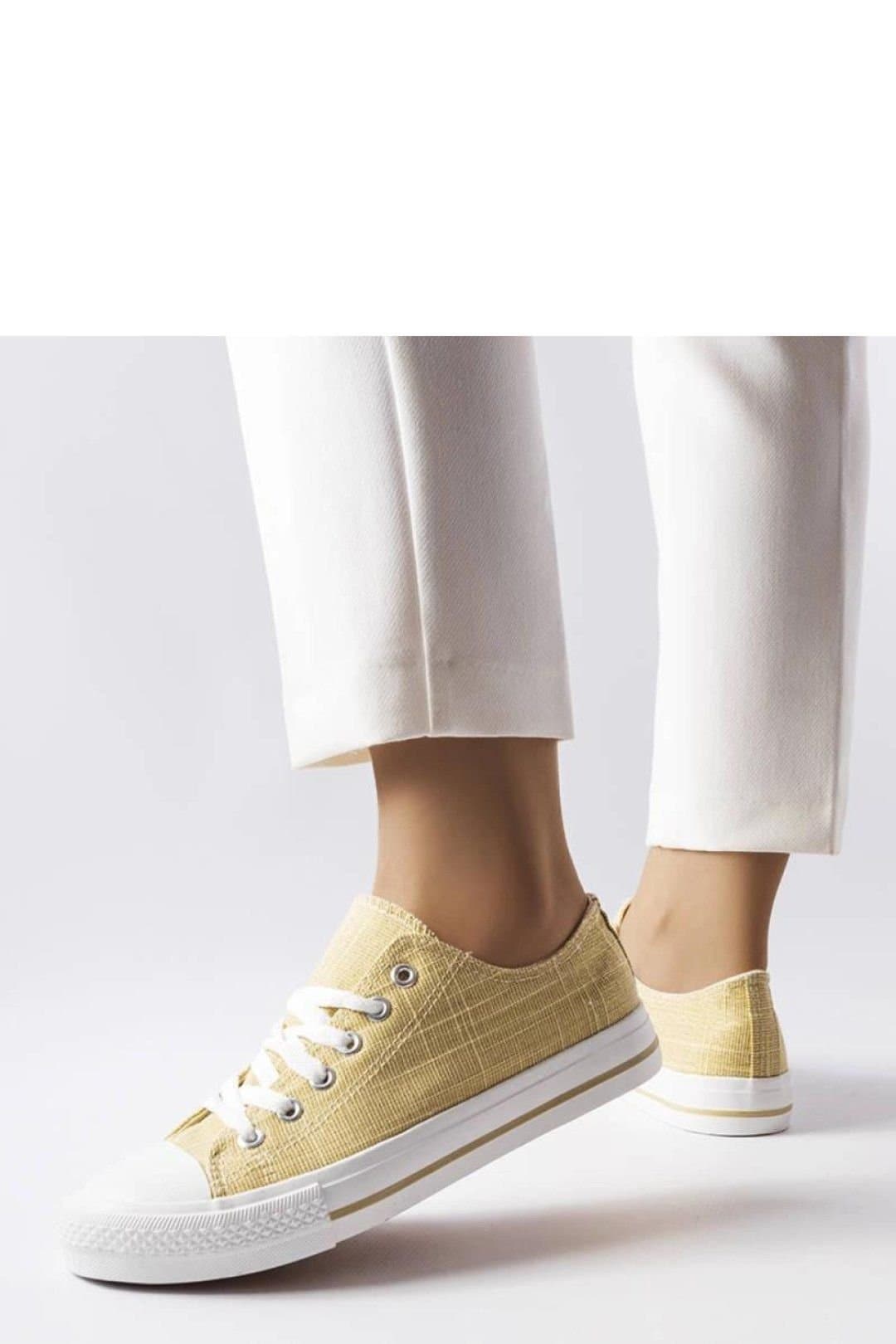 Love Lace Love Lace Yellow Shiny Golden Summer Sneakers With Thick Flat
