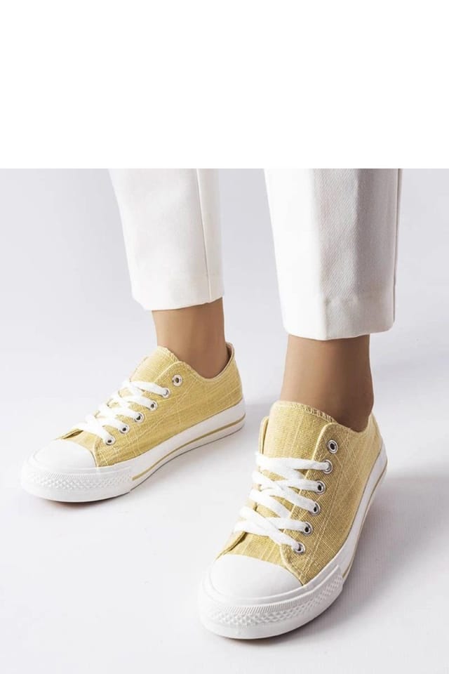 Love Lace Love Lace Women's Shiny Golden Summer Sneakers with Thick Flat Sole & Rounded Toe in Yellow - 2