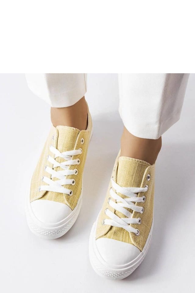 Love Lace Love Lace Women's Shiny Golden Summer Sneakers with Thick Flat Sole & Rounded Toe in Yellow - 3
