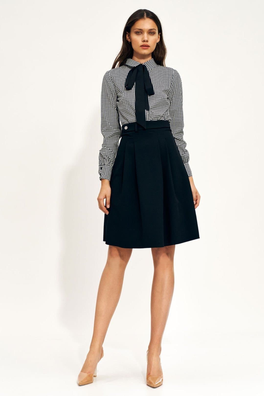 Love Lace Love Lace Women's Expandable High Waist Belt Skirt for Work in Black