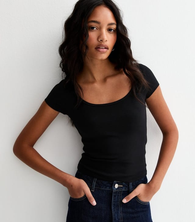 New Look Women's Black Scoop Neck Baby Tee T-Shirt New Look - 2