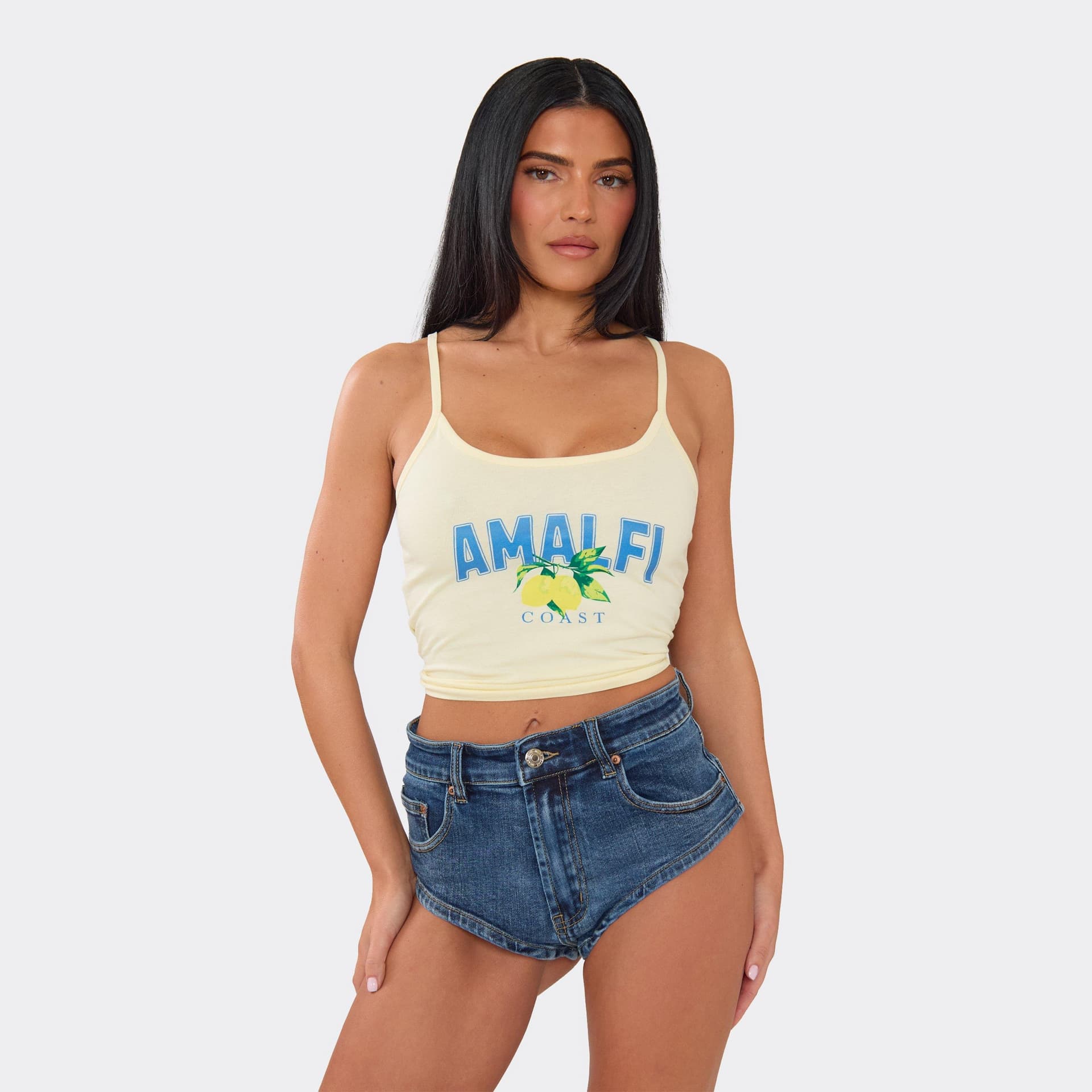 EGO Low Rise Knicker Shorts In Mid Blue Denim, Women's Size UK L