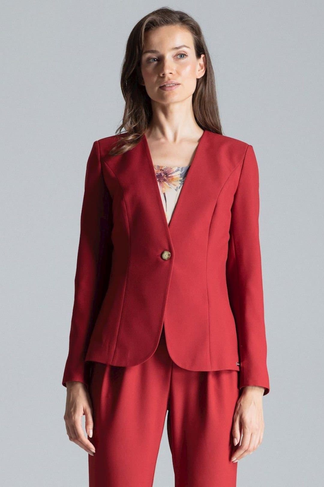 Love Lace Love Lace Red Classic Blazer Jacket with Single Button