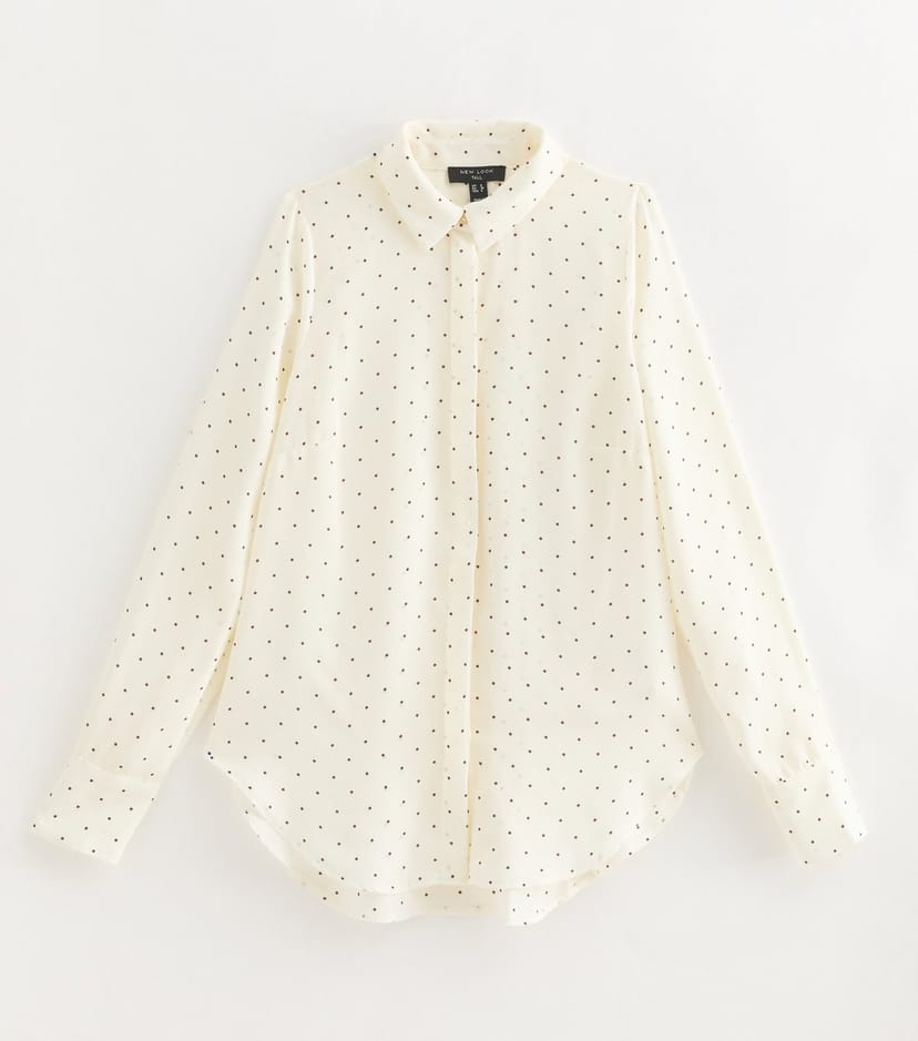 New Look Women's Tall White Polka Dot Gold Button Blouse New Look - 1