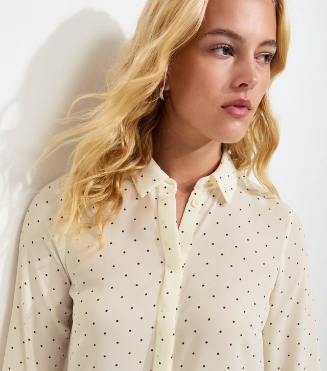 New Look Women's Tall White Polka Dot Gold Button Blouse New Look - 2