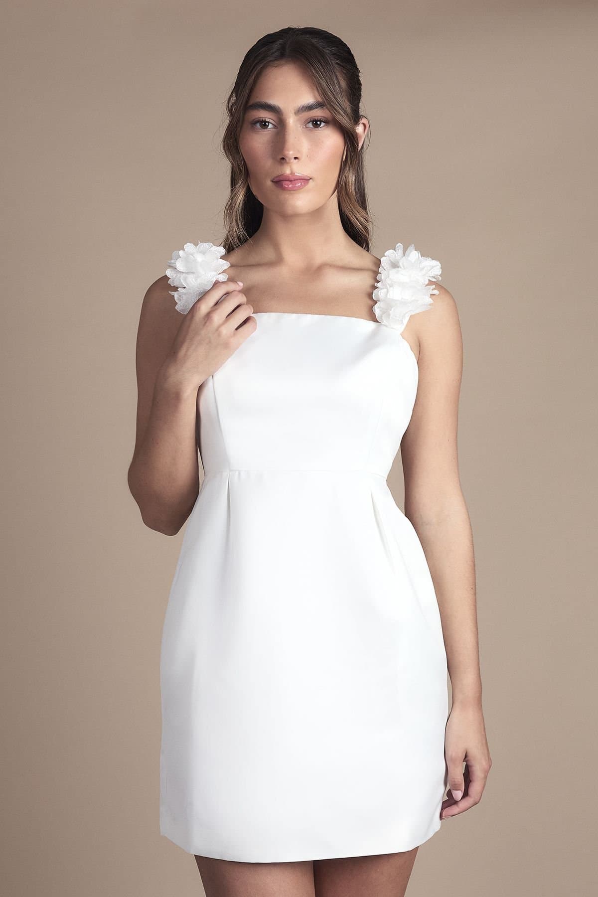 Coast Coast Women's 3d Floral Bardot Bridal Mini Dress in Ivory