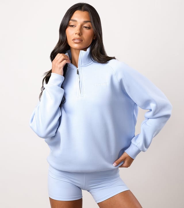 Gym King Women's Light Blue 365 Logo Embroidered Raglan Sleeve Sweatshirt Gym King New Look - 2