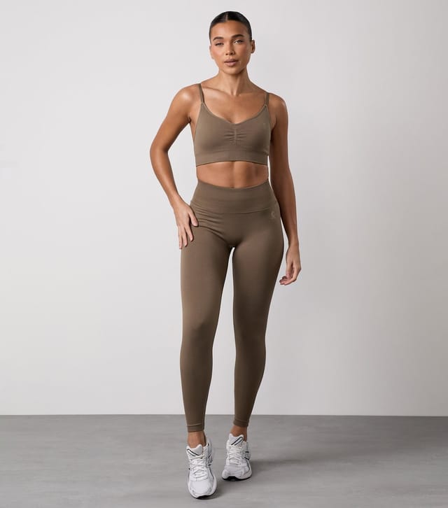 Gym King Women's Light Brown Sculpt Seamless Leggings Gym King New Look - 2