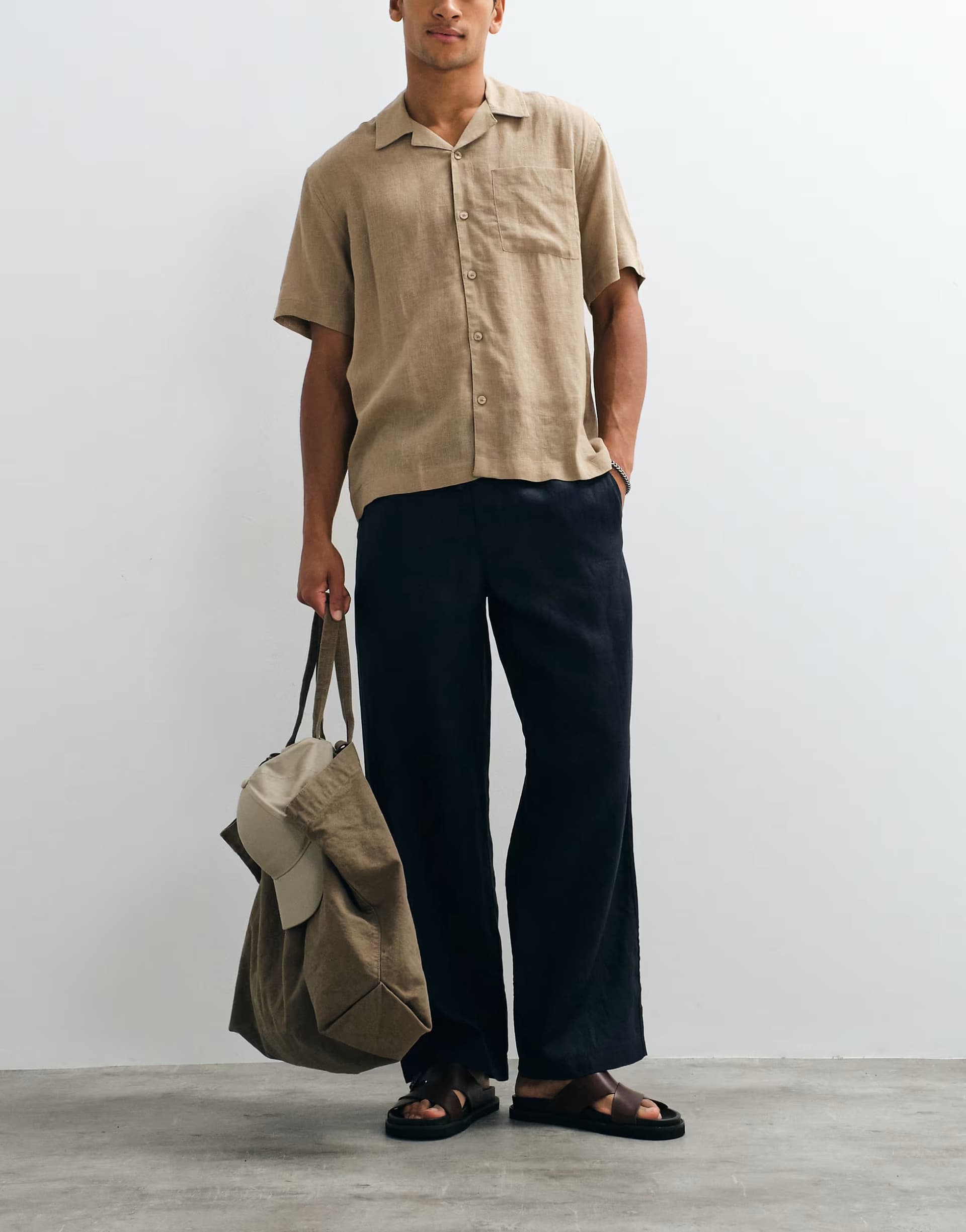 ASOS ARKET pure linen trouser in navy blue