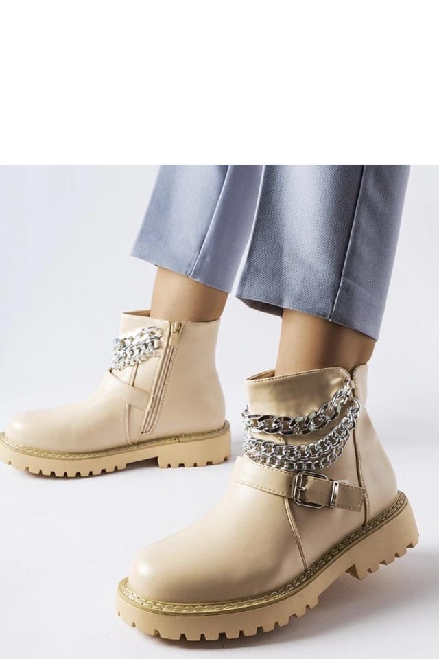 Love Lace Love Lace Women's Mezzavia Chain Detail Zip Up Ankle Boots for Comfort Everyday in Beige - 2