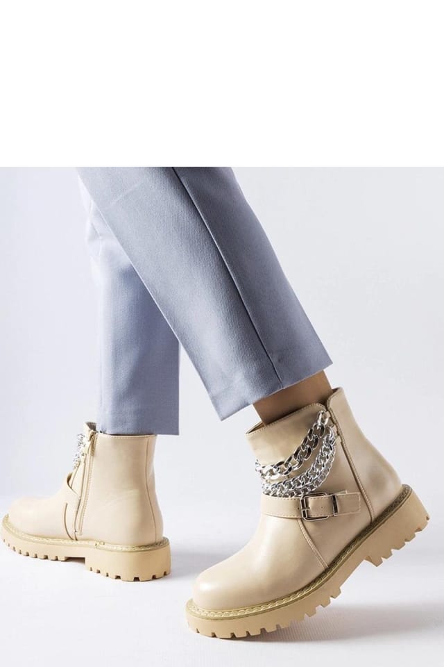 Love Lace Love Lace Women's Mezzavia Chain Detail Zip Up Ankle Boots for Comfort Everyday in Beige - 3