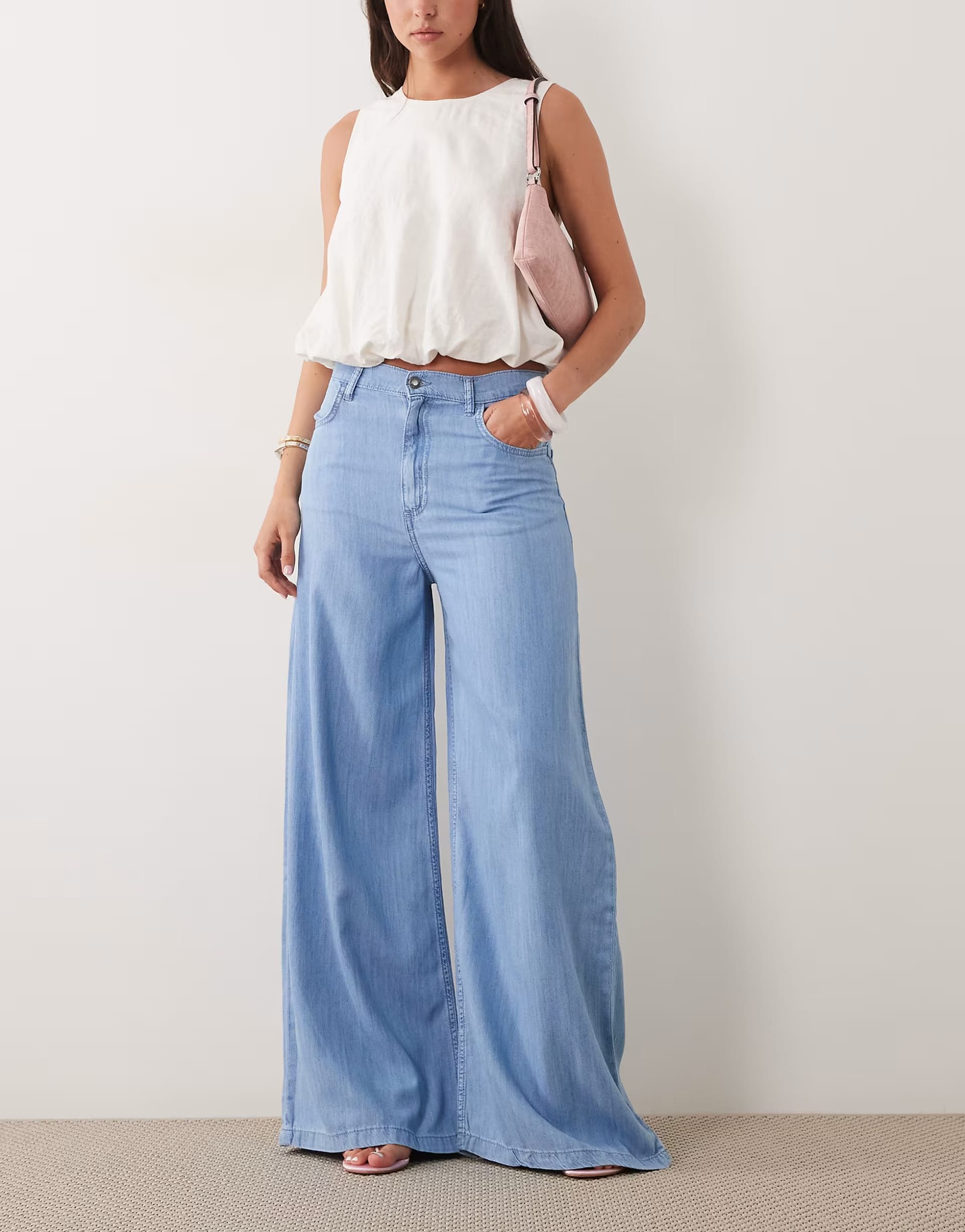 ASOS Light Blue High-Waisted Straight-Leg Denim Jean Co-ord