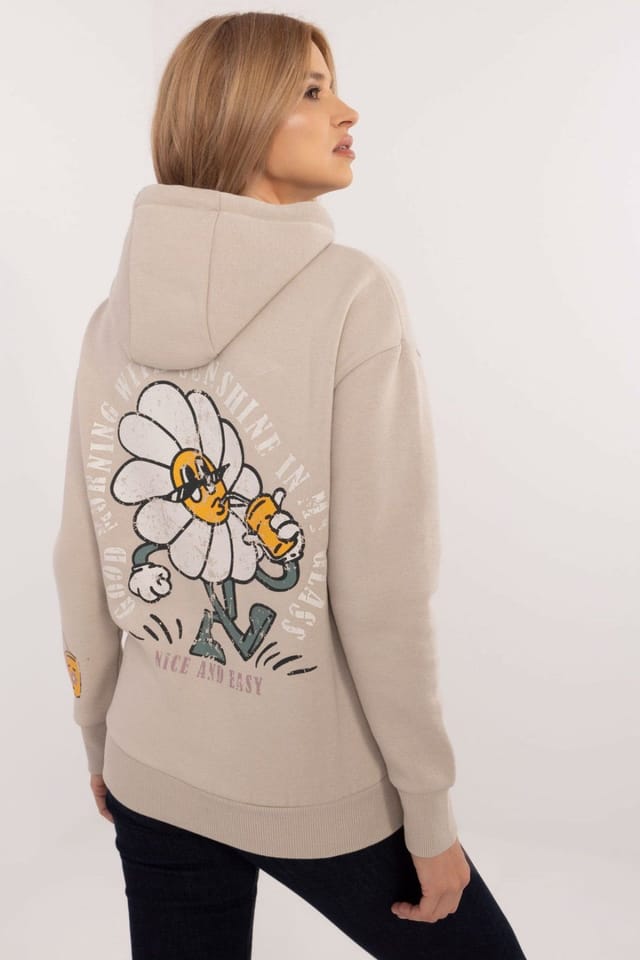 Love Lace Love Lace Women's Comfortable Cotton Polyester Print Sweatshirt in Beige - 3