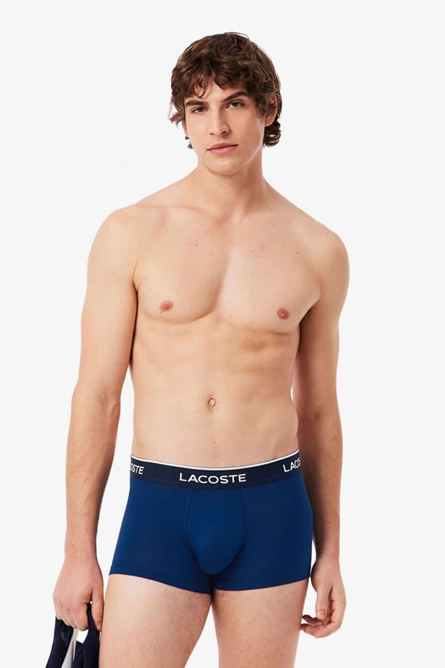 Lacoste Lacoste Men's 3-Pack Stretch Cotton Trunks Navy/Red - 2