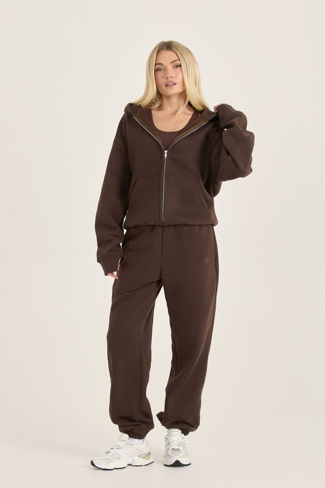 Loom Archives Loom Archives Women's LOOM Oversized Zip Through Hoodie in Chocolate - 3