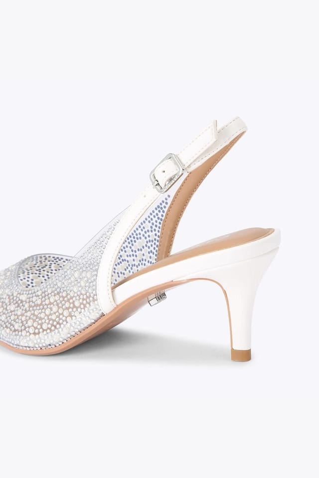 Carvela Carvela Women's 'Positano Pearl Sling Low' Heels in White - 3