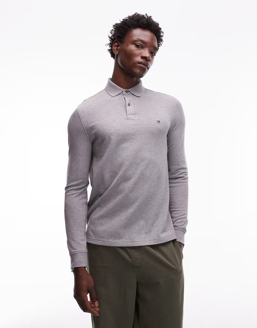 ASOS Tommy Hilfiger 1985 regular fit long sleeve polo shirt in grey - 1