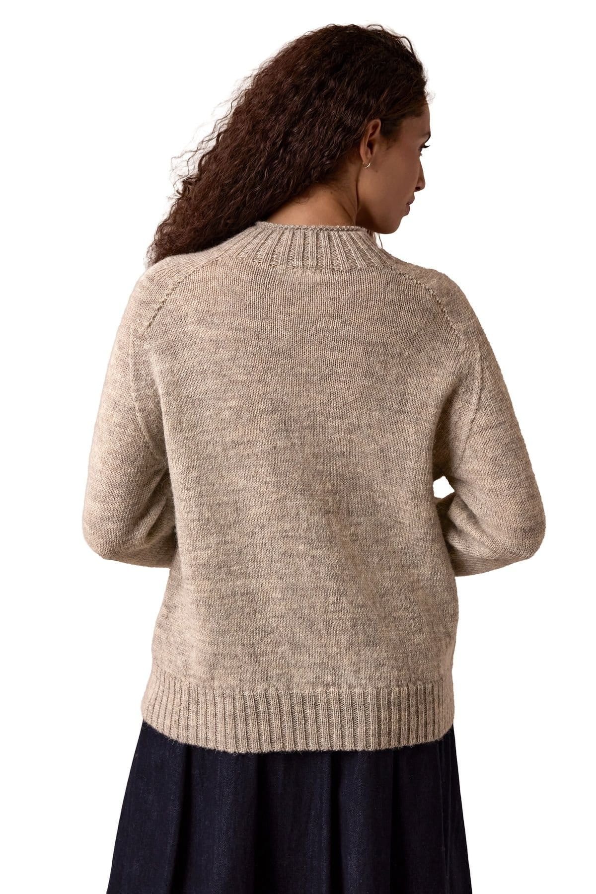 Celtic & Co Celtic & Co Women's British Wool Cable Detail Gansey Sweater in Light Beige - 4