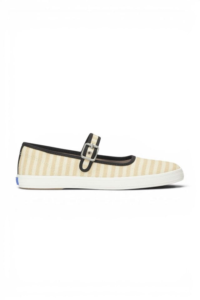 keds Keds Women's Maisie Mary Jane Printed Stripe Twill in Nude - 2