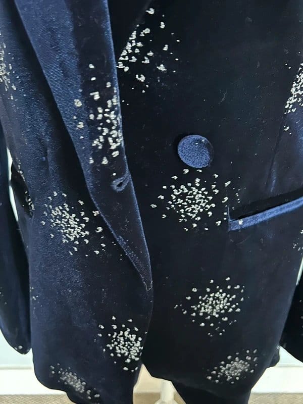 Never Fully Dressed Never Fully Dressed Midnight Blue Velvet Silver Glitter Blazer & Shorts Size 8 - 1