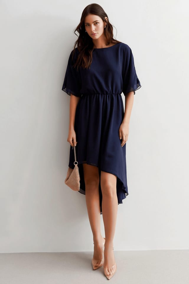 Cutie London Cutie London Women's Navy Asymmetric Hem Mini Dress - 2
