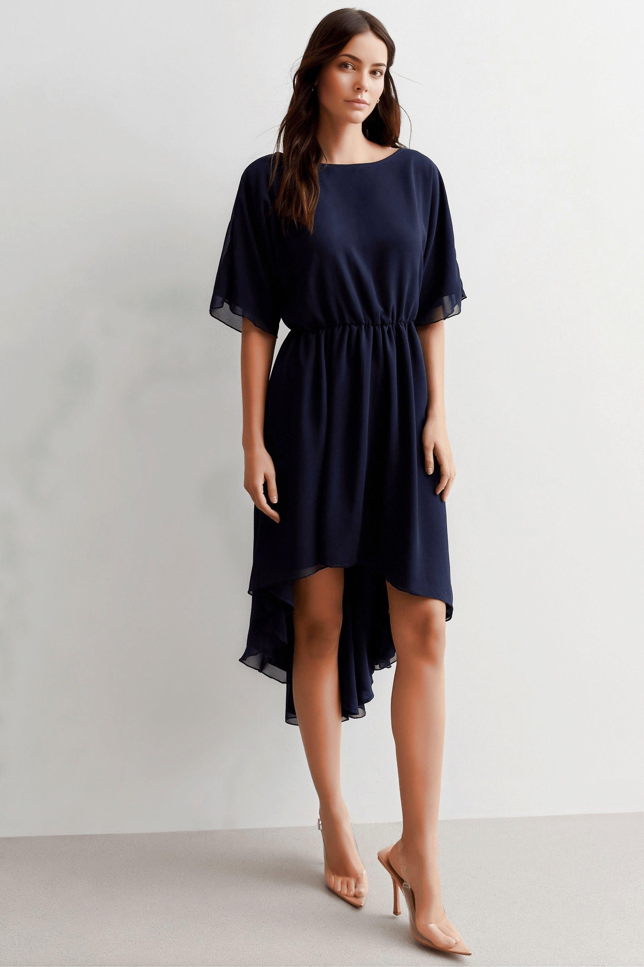 Cutie London Cutie London Women's Navy Asymmetric Hem Mini Dress - 3