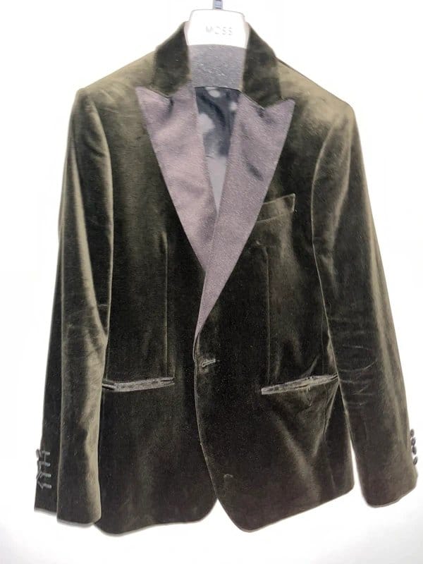 Moss Bros. Moss Bros Tailored Fit Olive Velvet Tuxedo Dinner Jacket - 1