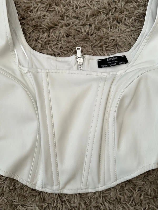 Bershka White Bershka Short Sleeved Corset Top