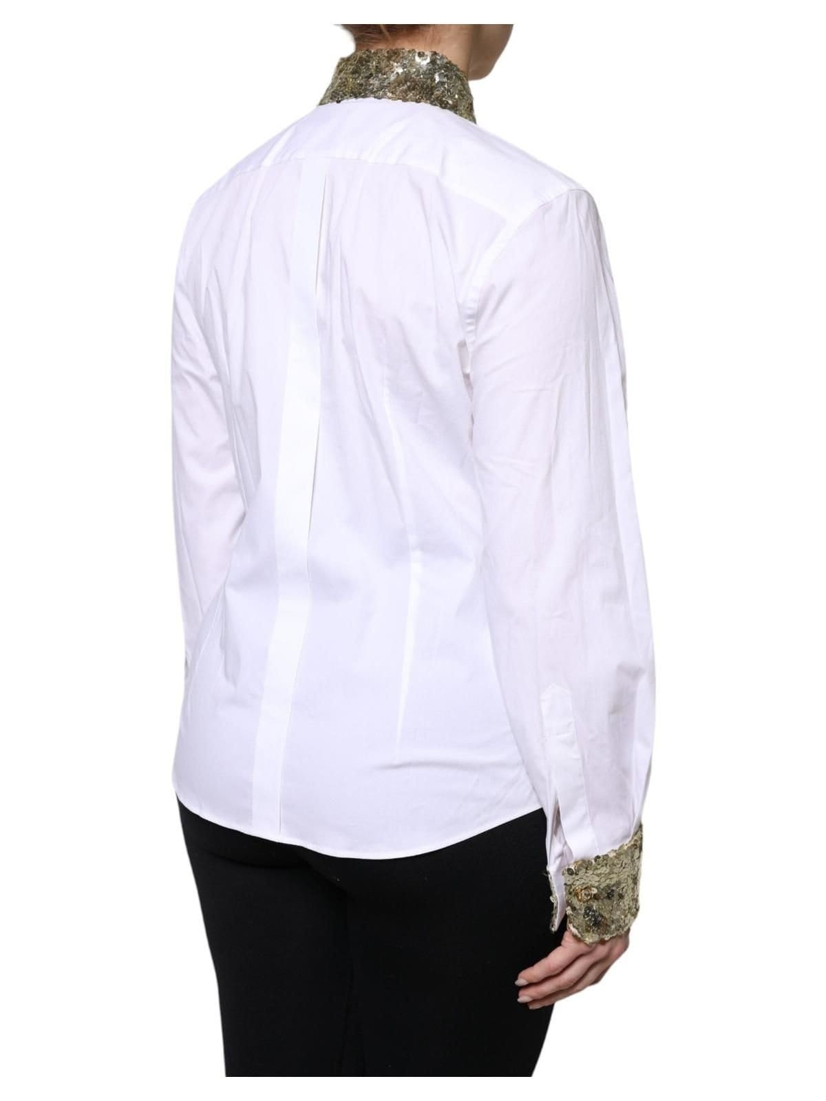 Dolce & Gabbana Dolce & Gabbana Women's White Cotton Long Sleeves Sequin Shirt Top - 4