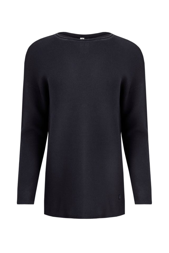 Weird Fish Weird Fish Women's Dalla Knitted Crew Neck Jumper in Dark Navy - 2