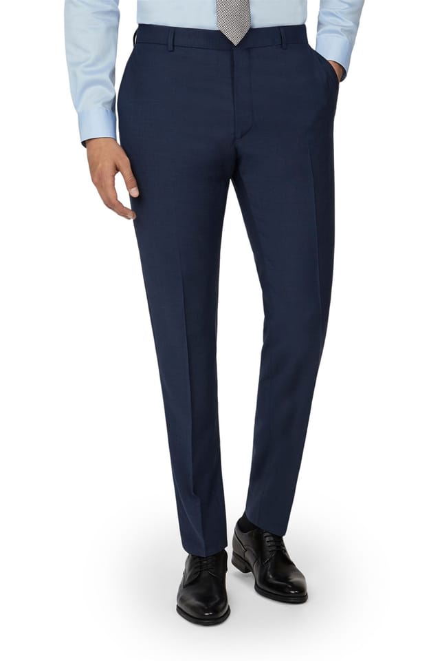 Ted Baker Ted Baker Men's Flat Fronted Slim Fit Suit Trousers in Dark Blue - 3