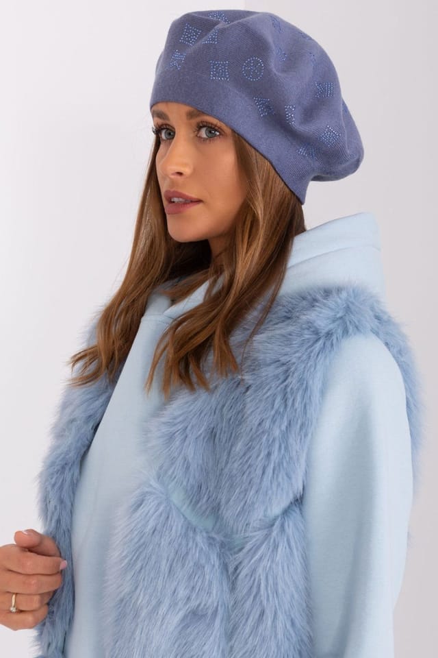 Love Lace Love Lace Women's Classic Wool Beret Hat for Everyday Style & Urban Outfit Wear in Blue - 2