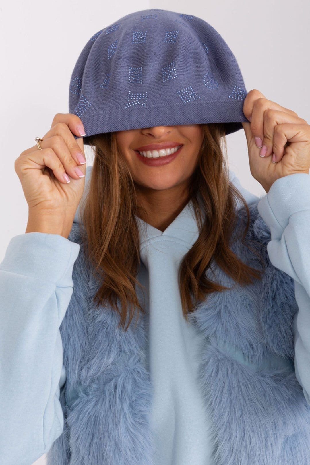 Love Lace Love Lace Women's Classic Wool Beret Hat for Everyday Style & Urban Outfit Wear in Blue - 4
